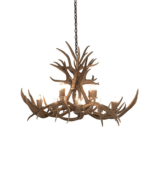 45" Long Antlers Mule Deer 10 Light Chandelier