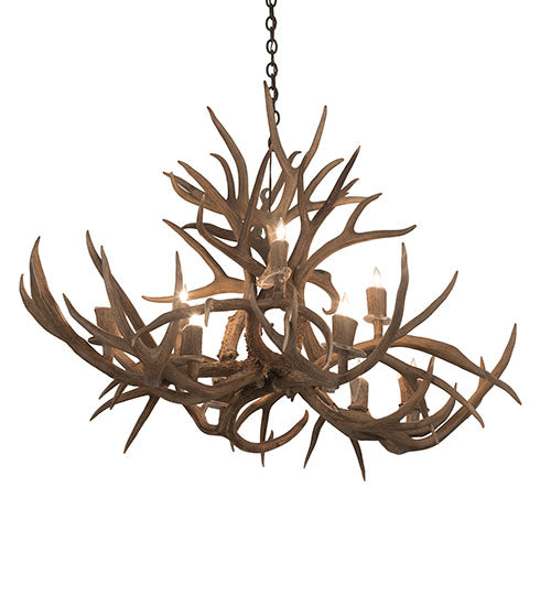 45" Long Antlers Mule Deer 10 Light Chandelier