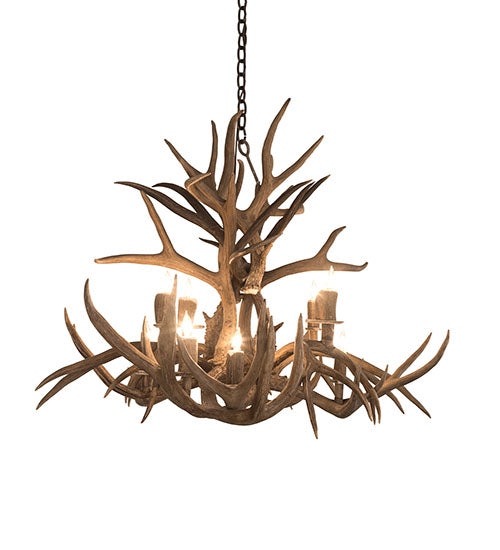 45" Long Antlers Mule Deer 10 Light Chandelier