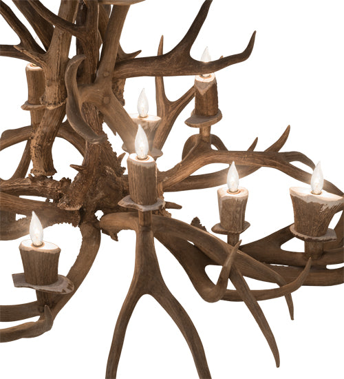 45" Long Antlers Mule Deer 10 Light Chandelier