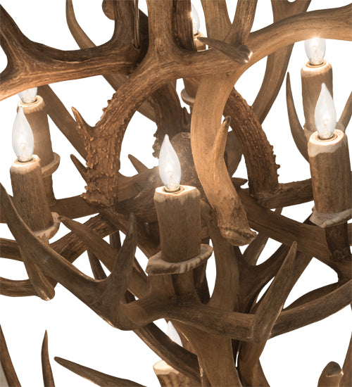 34" Wide Antlers Mule Deer 12 Lt Chandelier