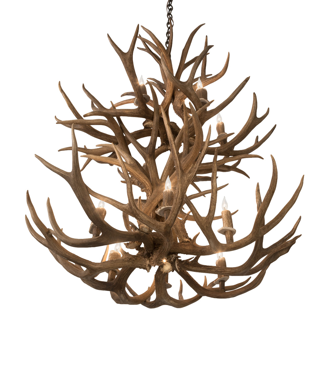 36" Wide Antlers Mule Deer 12 Light Chandelier