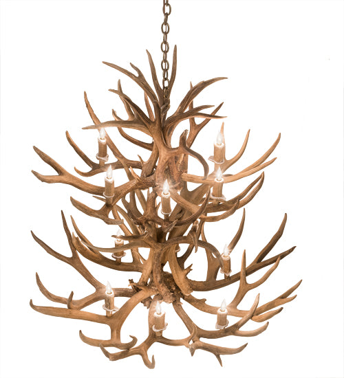 42" Wide Antlers Mule Deer 12 Light Chandelier