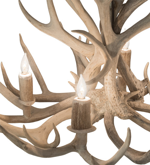 32" Wide Antlers Mule Deer 4 Light Chandelier