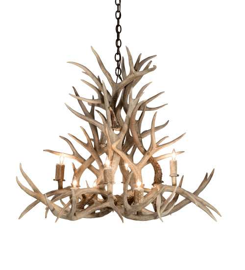 38" Wide Antlers Mule Deer 8 Light Chandelier