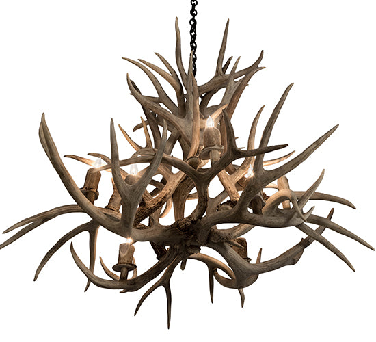 38" Wide Antlers Mule Deer 8 Light Chandelier