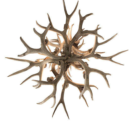 38" Wide Antlers Mule Deer 8 Light Chandelier