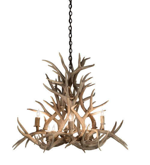 38" Wide Antlers Mule Deer 8 Light Chandelier