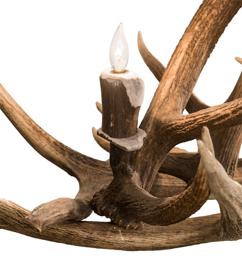 70" Long Antlers Elk 10 Light Oblong Chandelier