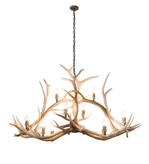 66.5" Long Antlers Elk 10 Light Oblong Chandelier