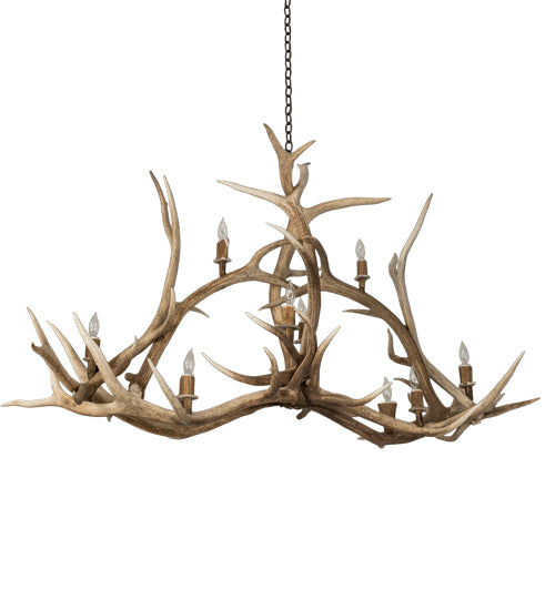 66.5" Long Antlers Elk 10 Light Oblong Chandelier