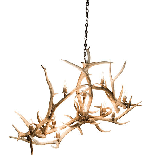 66.5" Long Antlers Elk 10 Light Oblong Chandelier