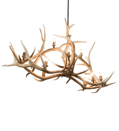 66.5" Long Antlers Elk 10 Light Oblong Chandelier