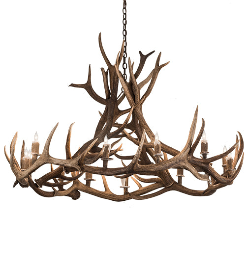 56" Wide Antlers Elk 12 Lt Chandelier