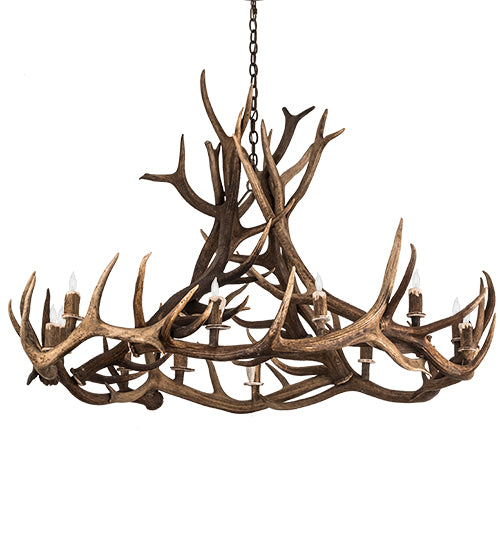 56" Wide Antlers Elk 12 Lt Chandelier