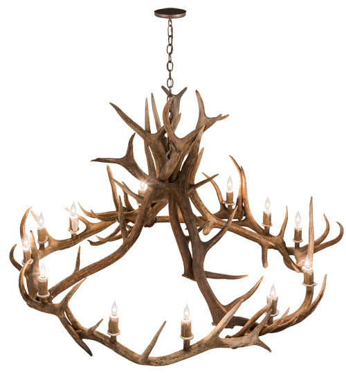 56" Wide Antlers Elk 12 Lt Chandelier