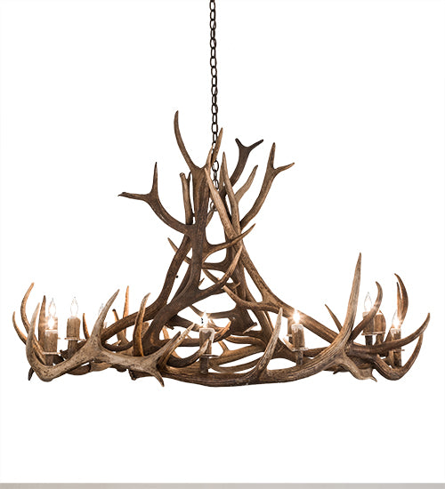 56" Wide Antlers Elk 12 Lt Chandelier