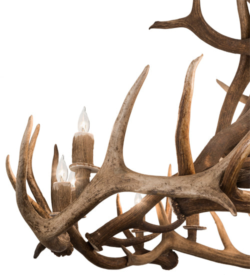 56" Wide Antlers Elk 12 Lt Chandelier