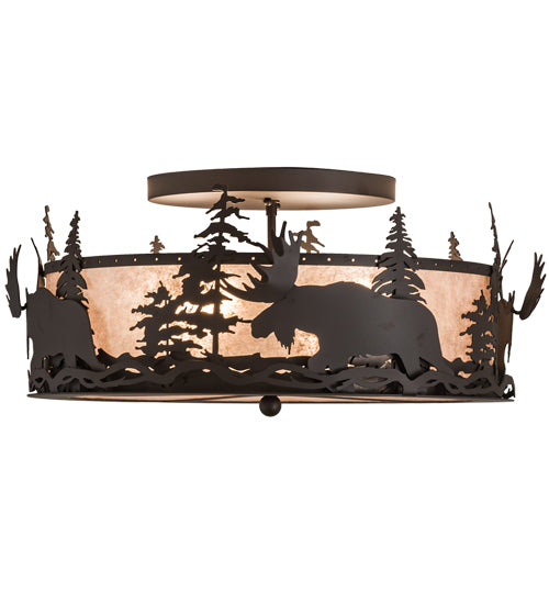 24" Wide Moose At Dusk Flushmount