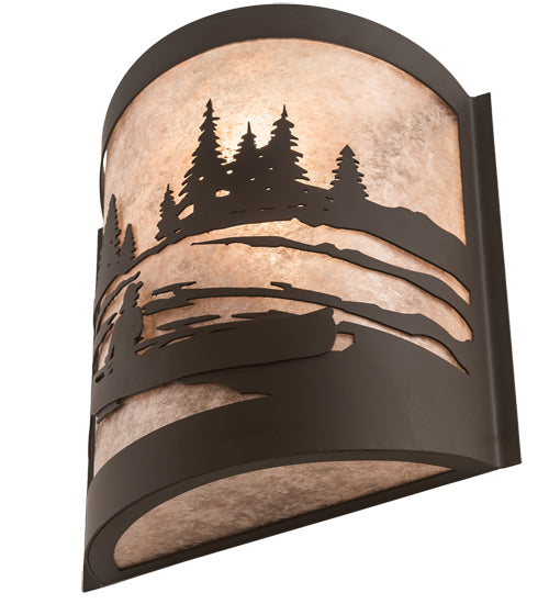 10" Wide Canoe At Lake Left Wall Sconce