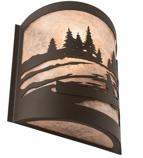 10" Wide Canoe At Lake Right Wall Sconce