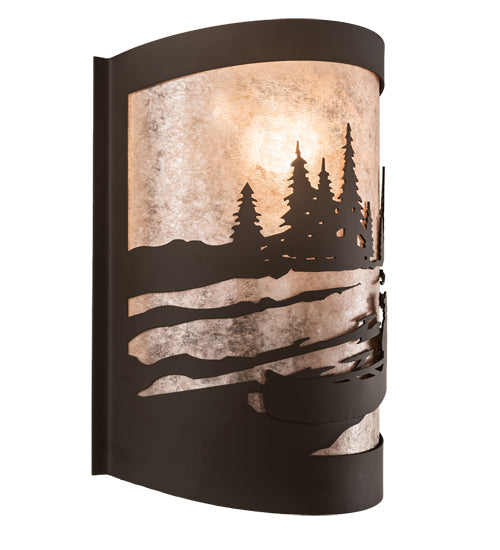 10" Wide Canoe At Lake Right Wall Sconce