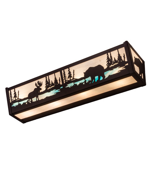 24" Wide Moose & Black Bear Vanity Light