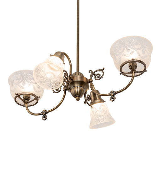 27" Long Revival Gas & Electric 4 Light Oblong Chandelier