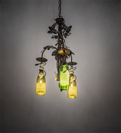 18" Wide Tuscan Vineyard 3 Light Wine Bottle Chandelier