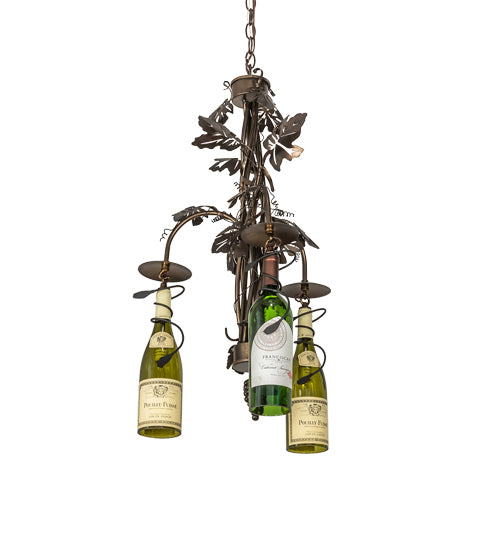 18" Wide Tuscan Vineyard 3 Light Wine Bottle Chandelier