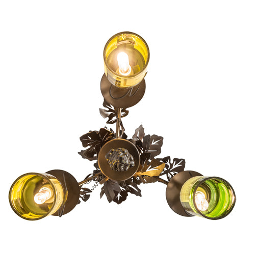 18" Wide Tuscan Vineyard 3 Light Wine Bottle Chandelier