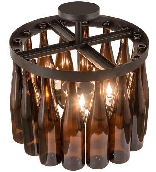 19" Wide Tuscan Vineyard 16 Wine Bottle Chandelier