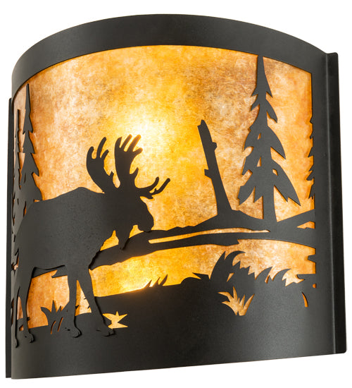 15" Wide Moose At Lake Wall Sconce