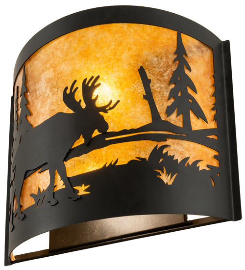 15" Wide Moose At Lake Wall Sconce