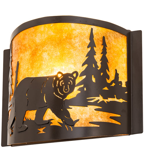 12" Wide Bear At Lake Right Wall Sconce