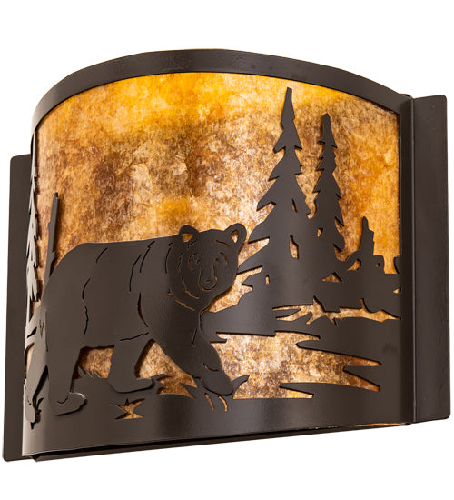 12" Wide Bear At Lake Right Wall Sconce