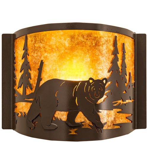 12" Wide Bear At Lake Right Wall Sconce