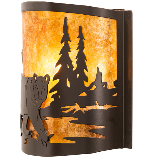 12" Wide Bear At Lake Right Wall Sconce