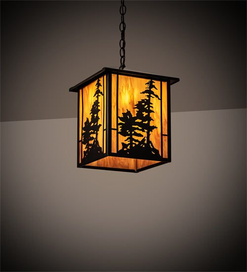 11.5" Square Tall Pines Pendant