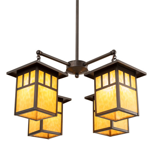 31" Wide Hyde Park Double Bar Mission 4 Light Chandelier