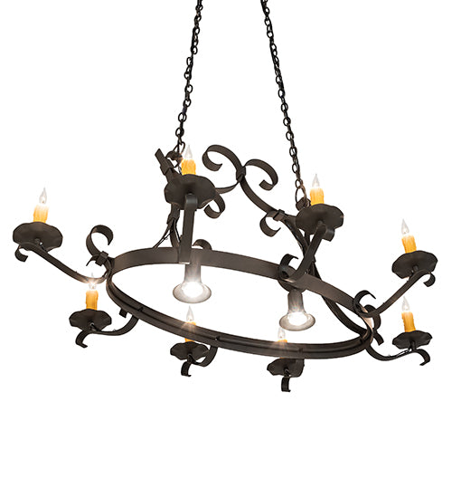 51" Long Handforged Oval 8 Light Chandelier