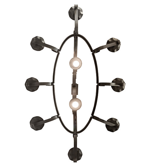 51" Long Handforged Oval 8 Light Chandelier