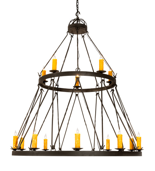 60" Wide Lakeshore 15 Light Two Tier Chandelier