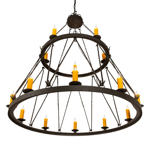 60" Wide Lakeshore 15 Light Two Tier Chandelier