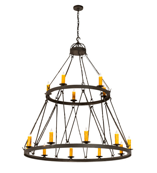 60" Wide Lakeshore 15 Light Two Tier Chandelier