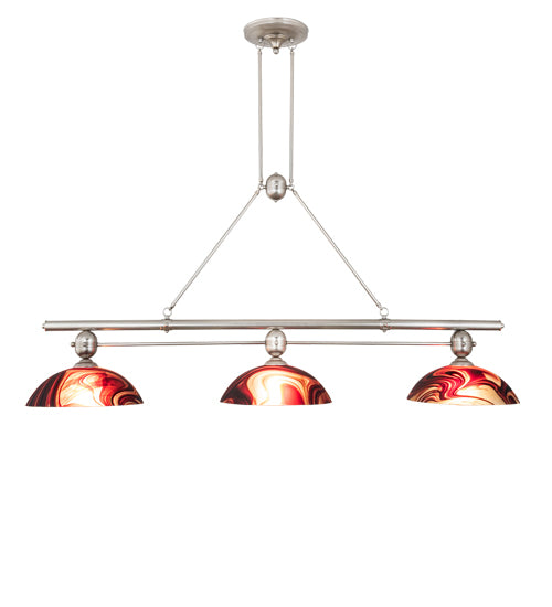 70" Long Deco Ball 3 Light Cabernet Swirl Island Pendant