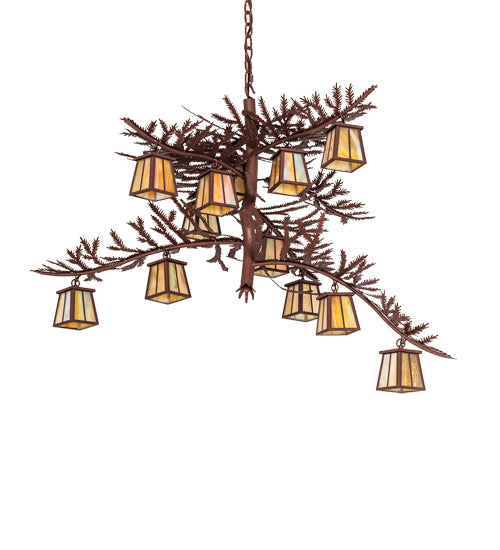 48" Wide Pine Branch 12 Light Chandelier