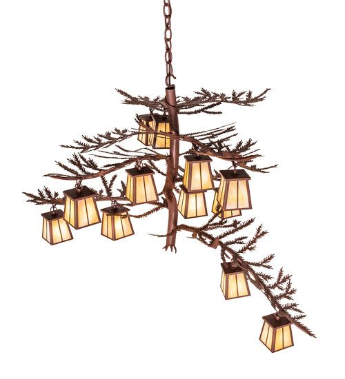 48" Wide Pine Branch 12 Light Chandelier