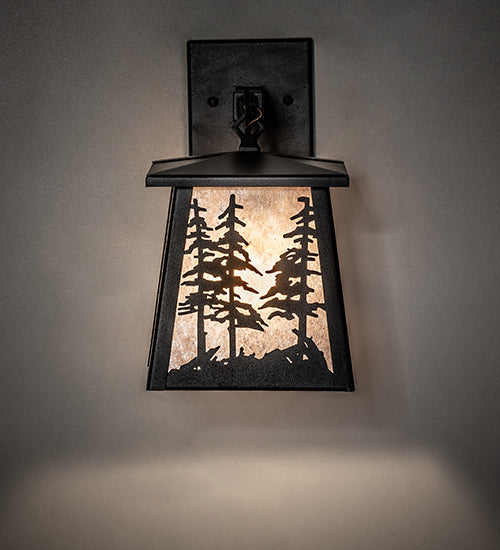 7" Wide Tall Pines Lantern Wall Sconce