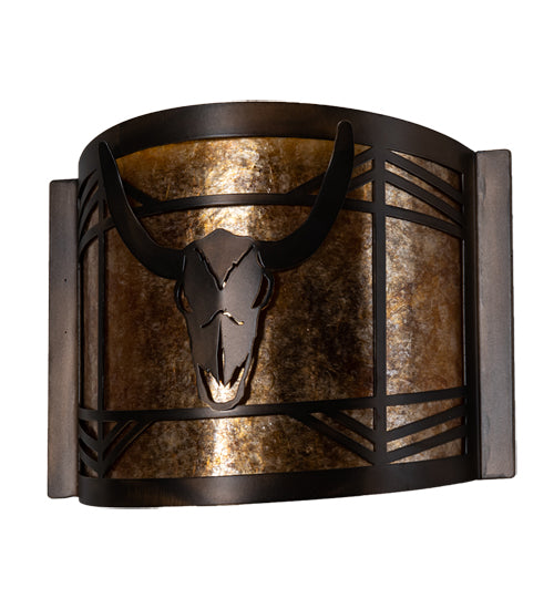 12" Wide Steer Skull Wall Sconce